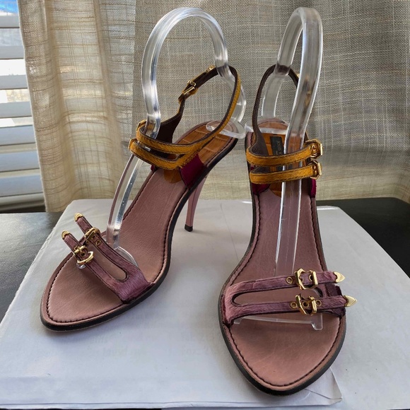 Louis Vuitton heels- slingbacks adjustable buckle size 39-9 exotic leather 39-9 - Picture 2 of 10